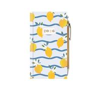 2026 Slim Pocket Diary Week to View & Pen - Lemon Fruit Stripe Wallet Size Hardcover Planner - Lightweight Compact Portable Organiser Notebook - Student Travel Diary Gift