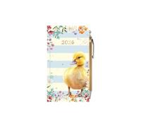 2026 Slim Pocket Diary Week to View & Pen - Yellow Duckling Stripe Wallet Size Hardcover Planner - Lightweight Compact Portable Organiser Notebook - Student Travel Diary Gift