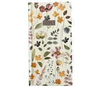 2026 Slim Pocket Diary, Week to View Planner, Floral Hard Cover Design, Home and Office Organiser (Size 16cm x 8.5cm) (Floral White)