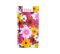 2026 Slim Pocket Diary, Week to View Planner, Floral Hard Cover Design, Home and Office Organiser (Size 16cm x 8.5 cm) (Flower)