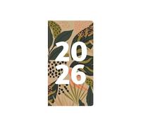 2026 Slim Pocket Diary Week to View Recyclable Daily Planner Notebook - Kraft Brown Tropical Leaf Eco Diary Sustainable FSC Paper - Business Student Organiser Home Work Office
