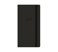 2026 Slim Wallet Diary Week To View - Black Soft Faux Leather Cover Elastic Closure - 2026 Year Planner Business Lightweight Compact Travel Organiser