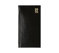 2026 Slim Wallet Diary Week To View - Compact Black Hardcover Planner - Lightweight Portable Organiser - Handbag School Travel Diary