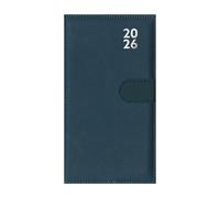 2026 Slim Wallet Diary Week To View - Compact Navy Blue Faux Leather Planner - Lightweight Portable Organiser - Handbag School Travel Diary