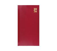 2026 Slim Wallet Diary Week To View - Compact Red Hardcover Planner - Lightweight Portable Organiser - Handbag School Travel Diary