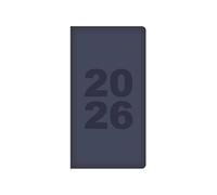 2026 Slim Wallet Diary Week to View - Navy Blue Embossed Padded Soft Faux Leather Planner Minimalist Design - Casebound Notebook Business & Student Organiser