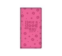2026 Slim Wallet Diary Week to View - Pink Floral Embossed Padded Soft Faux Leather Planner Have a Good Day' Design - Casebound Notebook Business & Student Organiser