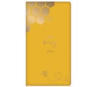 2026 Slim Week to View Diary - Bee or Daisy Hardback Design - Full Year Weekly Planner with Notes - for Home Office School & Travel - Slimline UK Focused Diaries with Ribbon Page Marker (Bee)