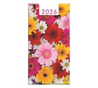 2026 Slim Week to View Diary - Bright Floral Hardback Pocket Planner - Colourful Flower Design Weekly Organiser - Gifting Work Home Wallet Size