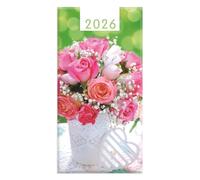 2026 Slim Week to View Diary - Bright Floral Hardback Pocket Planner - Romantic Flower Design Weekly Organiser - Gifting Work Home Wallet Size