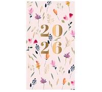 2026 Slim Week to View Diary - Floral Hardback Cover Diaries - Casebound Slimline Planner with Ribbon Marker - Full Year Diary Runs Dec 2025 to Jan 2027 - Quality FSC Paper (Pink Floral)