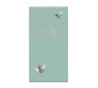 2026 Slim Week to View Diary - Pale Blue Hardcover Bee Design Pocket Planner - Elegant Bumblebee Gold Detail Weekly Organiser - Work Study Travel Gifting