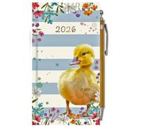 2026 Slim Week to View Diary with Pen - Hardback Casebound Slimline Planner with Ribbon Marker & Pen Loop - Full Year Diary Runs Dec 2025 to Jan 2027 - L16cm x W8.7cm (Duckling)