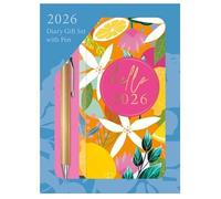 2026 Slim Week To View Floral With Glitter Animated Animal Cut Diary (Blue)