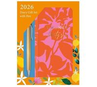 2026 Slim Week To View Floral With Glitter Animated Animal Cut Diary (Orange)