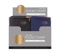 2026 Slim Week To View PVC Leather Effect Diary with Metal Corners. (Black)