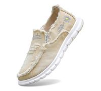 2026 Slip On Shoes for Women Canvas Shoes Outdoor Casual Comfortable Light Weight Sneakers Canvas (Khaki, 4)