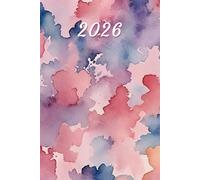 2026: Small Monthly Calendar Planner - Abstract Pink Watercolor Splash