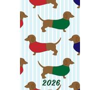2026: Small Monthly Calendar Planner - Dachshund Dog Pattern