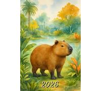 2026: Small Monthly Calendar Planner - Watercolor Capybara
