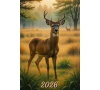 2026: Small Monthly Calendar Planner - Watercolor Deer In A Field