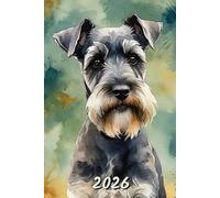2026: Small Monthly Calendar Planner - Watercolor Miniature Schnauzer Dog