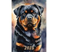 2026: Small Monthly Calendar Planner - Watercolor Rottweiler Dog
