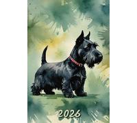 2026: Small Monthly Calendar Planner - Watercolor Scottish Terrier Dog