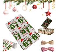 2026 Smilamo 67 Christmas Wrapping Paper, 67 Meme Christmas Wrap, 67 Wrapping Paper, Funny Wide Small Birthday Christma Rolls Santa Merry, Wrap Your Presents in Holiday Fun (White,19 * 72 in)