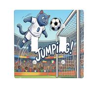 2026 Soccer British Shorthair Cat Decorative Light Switch Cover Wall Plate 2 Gang Double Toggle, Kitten Jumping Header Shot Electrical Switchplate for Room, Sport Switchcover Switchplate