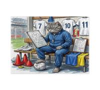 2026 Soccer British Shorthair Cat Jigsaw Puzzles for Adults 500 Piece, Ready for Match Kitten Coach Wooden Puzzles, Sport Pattern Decor for Home Entertainment