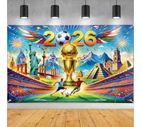 2026 Soccer Championship Backdrop 48x71 Inch Soccer Party Decorations, US Mexico Canada Stadium Atmosphere Photo Booth Background, Football Championship Supplies for Fan Men Dad Boy