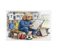 2026 Soccer Cockapoo Dog Jigsaw Puzzles for Adults 1000 Piece, Ready for Match Puppy Coach Wooden Puzzles, Sport Pattern Decor for Home Entertainment