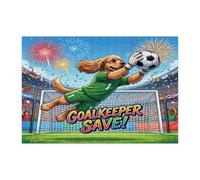 2026 Soccer Cocker Spaniel Dog Jigsaw Puzzles for Adults 300 Piece, Match Puppy Goalkeeper Save Wooden Printed Puzzles, Sport Pattern Decorations for Home Entertainment