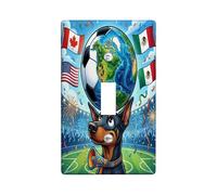 2026 Soccer Doberman Dog Decorative Light Switch Cover Plate 1 Gang Single Toggle, Match Day Celebrate Puppy Electrical Switchplate, Sport Pattern Electrical Faceplate for Room