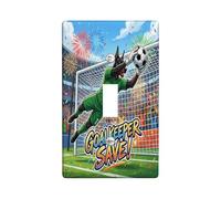 2026 Soccer Doberman Dog Decorative Light Switch Cover Plate 1 Gang Single Toggle, Match Puppy Goalkeeper Save Electrical Switchplate for Room, Sport Switchcover Switchplate