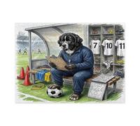 2026 Soccer Newfoundland Dog Jigsaw Puzzles for Adults 500 Piece, Ready for Match Puppy Coach Wooden Puzzles, Sport Pattern Decor for Home Entertainment