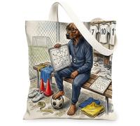 2026 Soccer Rhodesian Ridgeback Dog Canvas Tote Bag for Shopping 13x15, Ready for Match Puppy Coach Reusable Grocery Print Pattern Bag for Women, Sport Beach Aesthetic Painting Gift Decor