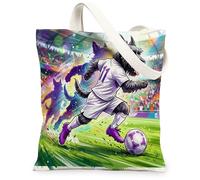 2026 Soccer Scottish Terrier Dog Canvas Tote Bag for Shopping 13x15, Match Day Puppy Dribble Past Reusable Grocery Print Pattern Bag for Women, Sport Aesthetic Painting Gift Decor