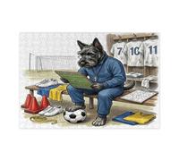 2026 Soccer Scottish Terrier Dog Jigsaw Puzzles for Adults 300 Piece, Ready for Match Puppy Coach Wooden Puzzles, Sport Pattern Decor for Home Entertainment