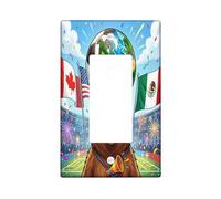 2026 Soccer Season Bear Decorative Light Switch Cover Plate 1 Gang Single Rocker, Match Day Celebrate Wild Animal Electrical Switchplate, Sport Pattern Electrical Faceplate for Room