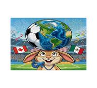 2026 Soccer Season Bunny Rabbit Jigsaw Puzzles for Adults 300 Piece, Match Day Celebrate Animal Wooden Printed Puzzles, Sport Pattern Decor for Home Entertainment