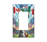 2026 Soccer Season Wolf Decorative Light Switch Cover Plate 1 Gang Single Rocker, Match Day Celebrate Wild Animal Electrical Switchplate, Sport Pattern Electrical Faceplate for Room