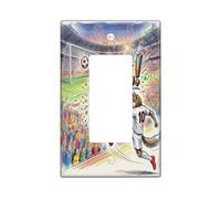 2026 Soccer Season Wolf Decorative Light Switch Cover Plate 1 Gang Single Rocker, Match Day Wild Animal Shoot Goal Electrical Switchplate, Sport Electrical Faceplate for Bedroom Room