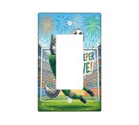 2026 Soccer Season Wolf Decorative Light Switch Cover Plate 1 Gang Single Rocker, Match Wild Animal Goalkeeper Save Electrical Switchplate for Room, Sport Switchcover Switchplate