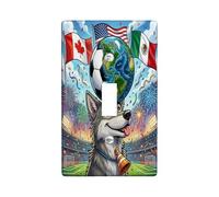 2026 Soccer Season Wolf Decorative Light Switch Cover Plate 1 Gang Single Toggle, Match Day Celebrate Wild Animal Electrical Switchplate, Sport Pattern Electrical Faceplate for Room