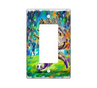 2026 Soccer Season Wolf Decorative Light Switch Cover Wall Plate 1 Gang Single Rocker, Match Day Wild Animal Dribble Past Electrical Switchplate, Sport Print Electrical Faceplate