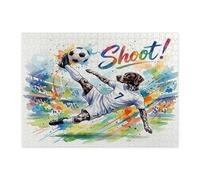 2026 Soccer Shorthaired Pointer Dog Jigsaw Puzzles for Adults 500 Piece, Match Day Puppy Volley Shoot Wooden Puzzles, Sport Printed Decorations for Entertainment Party