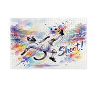 2026 Soccer Siamese Cat Jigsaw Puzzles for Adults 1000 Piece, Match Day Kitten Volley Shoot Wooden Puzzles, Sport Printed Decorations for Entertainment Party