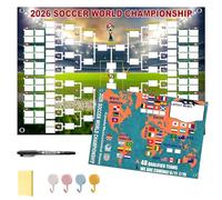 2026 Soccer The World Cup Schedule Poster & Final Round 48-team Collection Showcase, 2-in-1 Functional Poster, 30.3 x 21.3 inch World Cup Matches Fixtures with 4 Hooks & 1 Pen, Double-Sided
